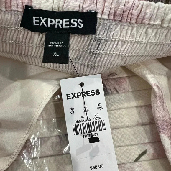 Express Floral Puff Sleeve Ruched Cropped Top NWT - Picture 11 of 14